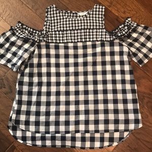 Crown and Ivy blue gingham off the shoulder top